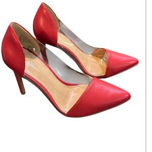 BCBGeneration Red and clear Heels NWOT